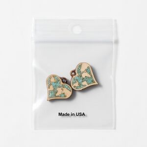 Handmade - (2pc) Maple Charms With Genuine Turquoise Inlay
